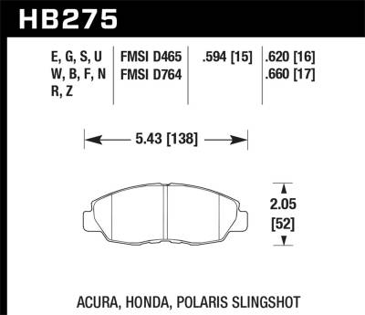 Hawk Performance - Hawk Performance HB275S.594 HT-10 Disc Brake Pad for 98-14 Accord Civic Insight