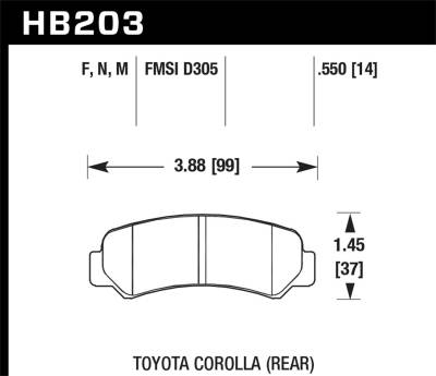 Hawk Performance - Hawk Performance HB203N.550 HP Plus Disc Brake Pad for 85-87 Corolla