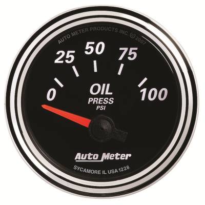 AutoMeter - AutoMeter 1228 Designer Black II Oil Pressure Gauge 2-1/16" Short Sweep 100psi