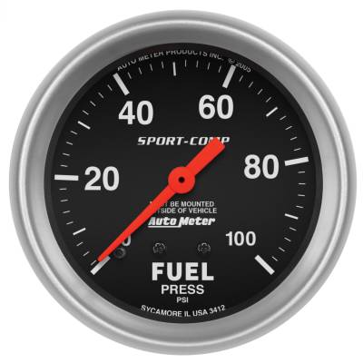 AutoMeter - AutoMeter 3412 Sport-Comp Fuel Pressure Mechanical Gauge 0-100PSI 2-5/8"