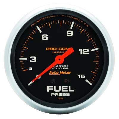 AutoMeter - AutoMeter 5413 Pro-Comp Fuel Pressure Gauge 2-5/8" Full Sweep Liquid Filled
