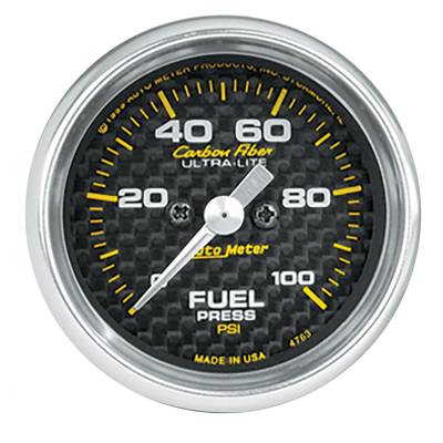 AutoMeter - AutoMeter 4763 Carbon Fiber Electric Fuel Pressure Gauge 0-100PSI 2-1/16"