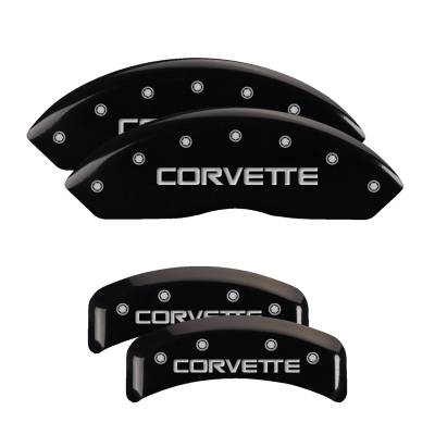 MGP Caliper Covers - MGP Caliper Covers 13013SCV4BK Front/Rear 4pc Gloss Black Chevrolet Corvette