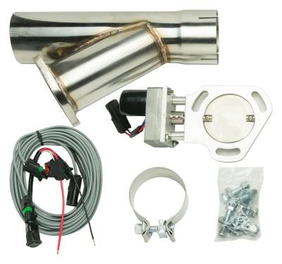 Pypes Performance Exhaust - Pypes HVE13K 3" S.S. Y Exhaust Electric Dump Cutout Natural Aluminum Universal