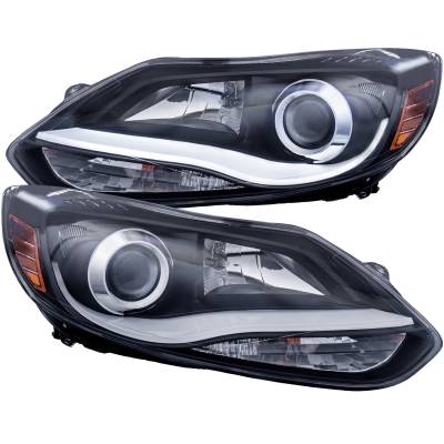 Anzo USA - Anzo USA 121490 Plank Style Projector Headlight Set Black for 12-14 Ford Focus