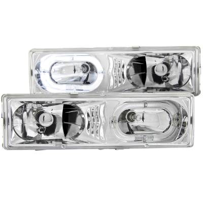 Anzo USA - Anzo USA Chrome Crystal Headlight Set w/LED Halo C/K Trucks/SUVs 111006
