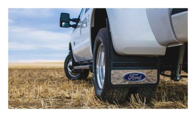 Gatorback - Gatorback 21"x24" Rear Dually Black Mud Flaps Ford Oval Logo GA2124F-C
