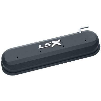 Proform - Proform 141-256 Raised "LSX" Emblem Aluminum Valve Covers Black Crinkle