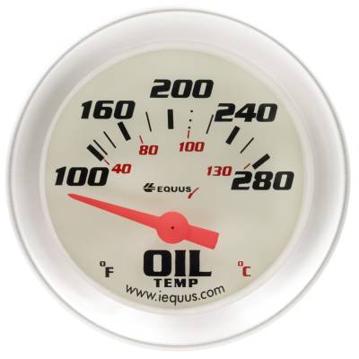 Equus - Equus E8243 Gauge Oil Temp 2" 100-28F 90 Sweep Elec White 8000