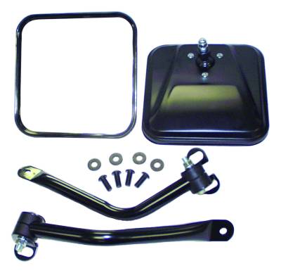 RT Offroad - RT Offroad RT30012 L/R Gloss Black Side Mirror Kit for 55-86 Jeep CJ Series