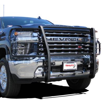 TrailFX - TrailFX E0038B Grille Guard Gloss Black Steel 1.5" w/Brush Guard