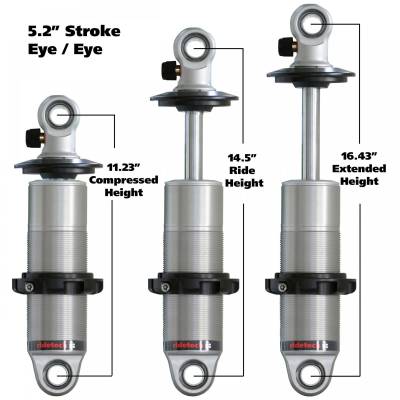 Ridetech - Ridetech 24159901 Shock Coilover Gas 16.425" Ext 11.225" Col Eyelet/Eyelet