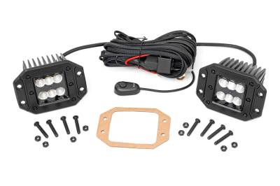 Rough Country Suspension Systems - Rough Country Black Series 2" Flush Mount LED Light Pods-Flood Pair 70113BL