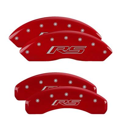 MGP Caliper Covers - MGP Caliper Covers 14240SRS5RD F/R 4pc Engraved Gen 5 RS Red for 16-20 Camaro