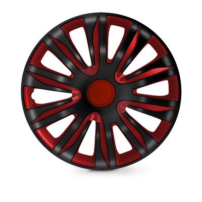 Winjet - Winjet CHB-5083-BRB-17 Universal Wheel Cover Hubcaps 4PC 17" Black/Red