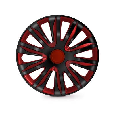 Winjet - Winjet CHB-5083-BRB-15 4Pc Set Wheel Cover Hubcaps Black/Red 15"
