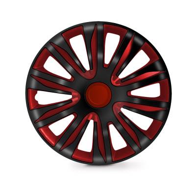 Winjet - Winjet CHB-5083-BRB-16 4PC Set Wheel Cover Hubcaps Black/Red 16"