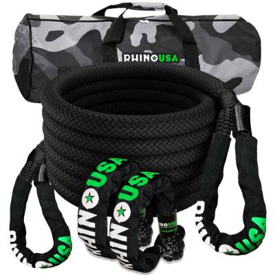 Rhino USA - Rhino USA RG-KRKIT78X30-BLK 7/8"x30' Kinetic Recovery Kit w/Soft Shackles Black