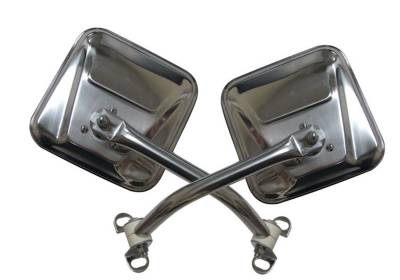 Rampage - Rampage 7418 Side Mirror Stainless Steel Kit for 76-95 Jeep Wrangler CJ5/YJ
