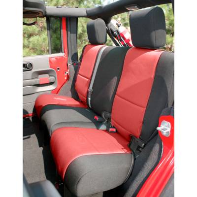 Rugged Ridge - Rugged Ridge 13265.53 Neoprene Rear Seat Cover Black & Red