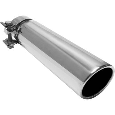 MagnaFlow Exhaust Products - MagnaFlow 35208 Stainless Tip Round Angle w/Clamp 3" x 12" 2.25-2.5" ID