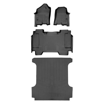 SMARTLINER - SMARTLINER SA0369/B0369/J0369 Front/Rear BLACK Floor Liners for Ram 1500 Crew