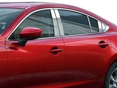 Quality Automotive Accessories - QAA PP14762 10Pc Stainless Steel Pillar Trim for 14-20 Mazda Mazda6