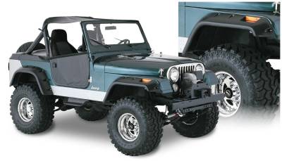Bushwacker - Bushwacker 10910-07 Cut-Out Style Front/Rear Fender Flares Black for Jeep CJ