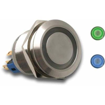 Keep It Clean - Keep It Clean KICSWBM22BG 22mm Momentary Billet Button Blue or Green Ring