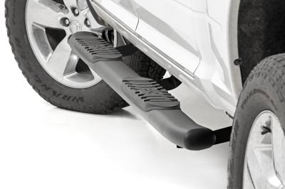 Rough Country Suspension Systems - Rough Country 4.5" Oval Tube Nerf Steps Black for 09-18 RAM Crew 21003