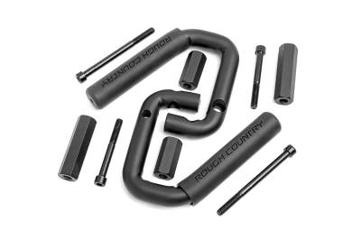 Rough Country Suspension Systems - Rough Country Front Steel Grab Handles Black for Jeep Wrangler JK 6501