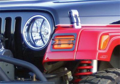 Rampage - Rampage 85660 Black Steel Euro Headlight Guard Kit for 07-18 Jeep Wrangler JK