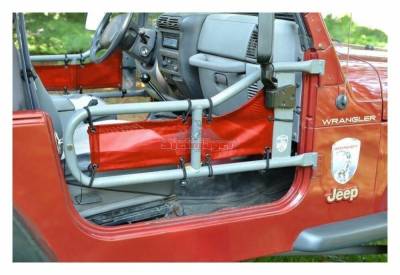Steinjager - Steinjager Mesh Tube Door Covers Front Red for Wrangler TJ J0041632