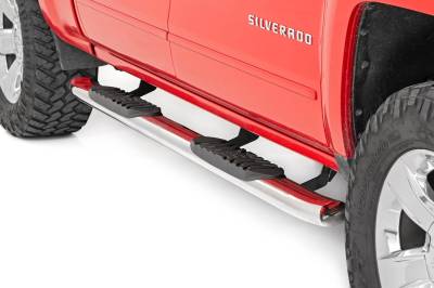 Rough Country Suspension Systems - Rough Country 21001S 4.5" Oval Tube Nerf Step SS for 07-18 Silverado/Sierra Crew