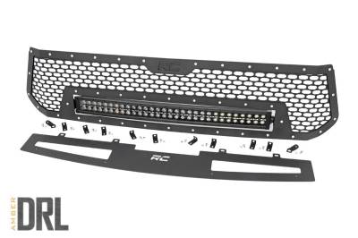 Rough Country Suspension Systems - Rough Country 70224 Front Mesh Grille Insert w/LED Black for 14-17 Toyota Tundra