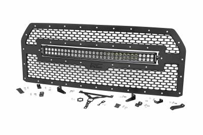Rough Country Suspension Systems - Rough Country Front Mesh Grille Insert w/LED Black 15-17 Ford F150 70193BDA
