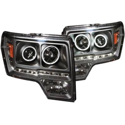 Anzo USA - Anzo USA 111298 Black Projector Headlight Set w/CCFL Halo 09-14 Ford F150