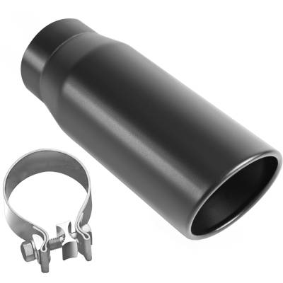 MagnaFlow Exhaust Products - MagnaFlow 35236 Single Black Coated Exhaust Tip 3" Inlet/4" Outlet Round