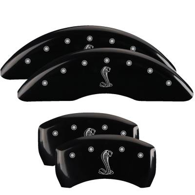 MGP Caliper Covers - MGP Caliper Covers 10201SSNKBK 4pc Engraved Front/Rear for 15-23 Ford Mustang