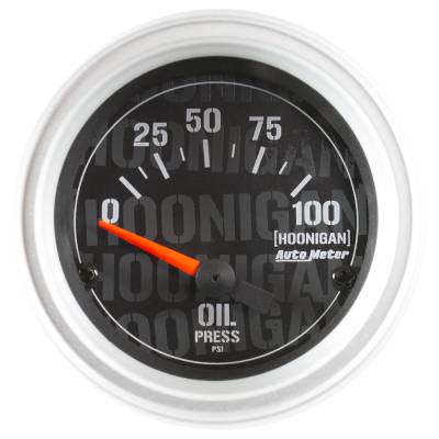 AutoMeter - AutoMeter 4327-09000 Hoonigan Electric Oil Pressure Gauge 0-100 PSI 2-1/16"