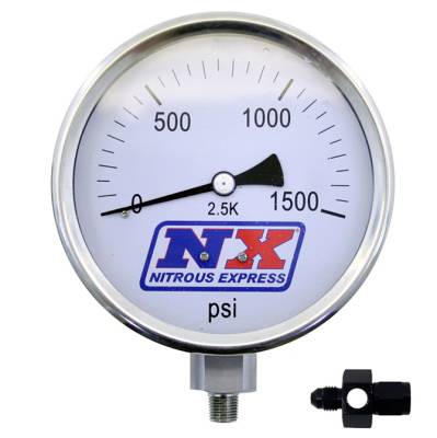 Nitrous Express - Nitrous Express 15542 Nitrous Pressure Gauge 4 inch-high Accuracy 6AN