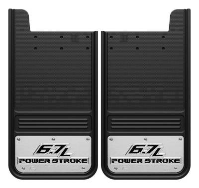 Gatorback - Gatorback 12"x23" Universal Black Mud Flaps Powerstroke Logo GA1223P-2