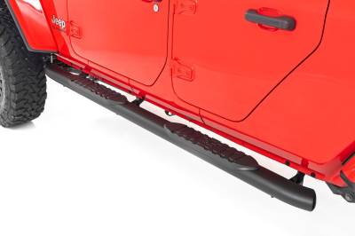Rough Country Suspension Systems - Rough Country 4.5" Oval Tube Nerf Steps Black for 20-24 Gladiator JT 21015