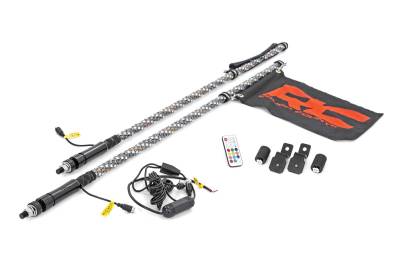 Rough Country Suspension Systems - Rough Country LED Whip Light Mounts w. 48" LED Whips for Polaris Ranger 93053