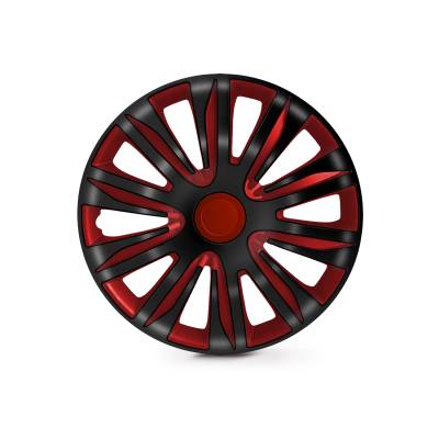 Winjet - Winjet CHB-5083-BRB-14 14" 4PC Set Wheel Cover Hubcaps Black/Red
