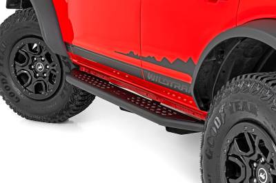 Rough Country Suspension Systems - Rough Country OV2 Running Boards Black 21-25 Ford Bronco 4DR 14007