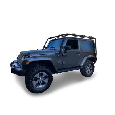 TrailFX - TrailFX JL014T Roof Rack Direct Fit 300 lb Capacity Bolt-On Black Steel
