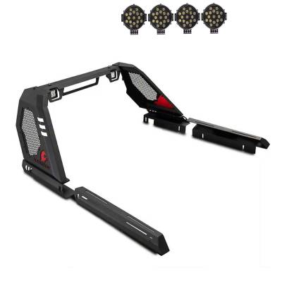 Black Horse Off Road - Black Horse VIRB07B-PLB Vigor Roll Bar w/7.0" LED Blk for 05-21 Nissan Frontier