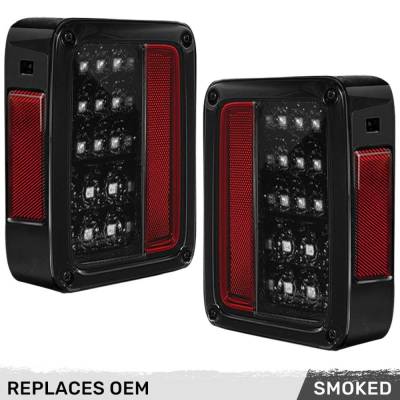 Recon - Recon 264234BK LED Tail Lights Smoked Lens for 07-18 Wrangler JK
