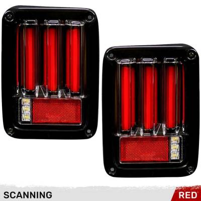 Recon - Recon 264234LEDRD OLED Tail Lights Red Lens for 07-18 Wrangler JK